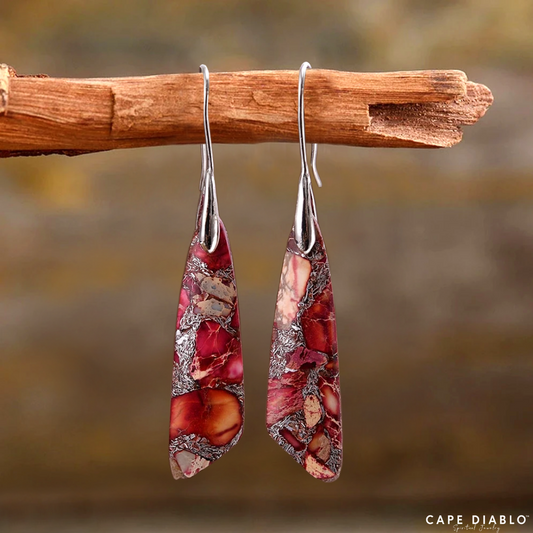 Antique Red Regalite Hook Earrings